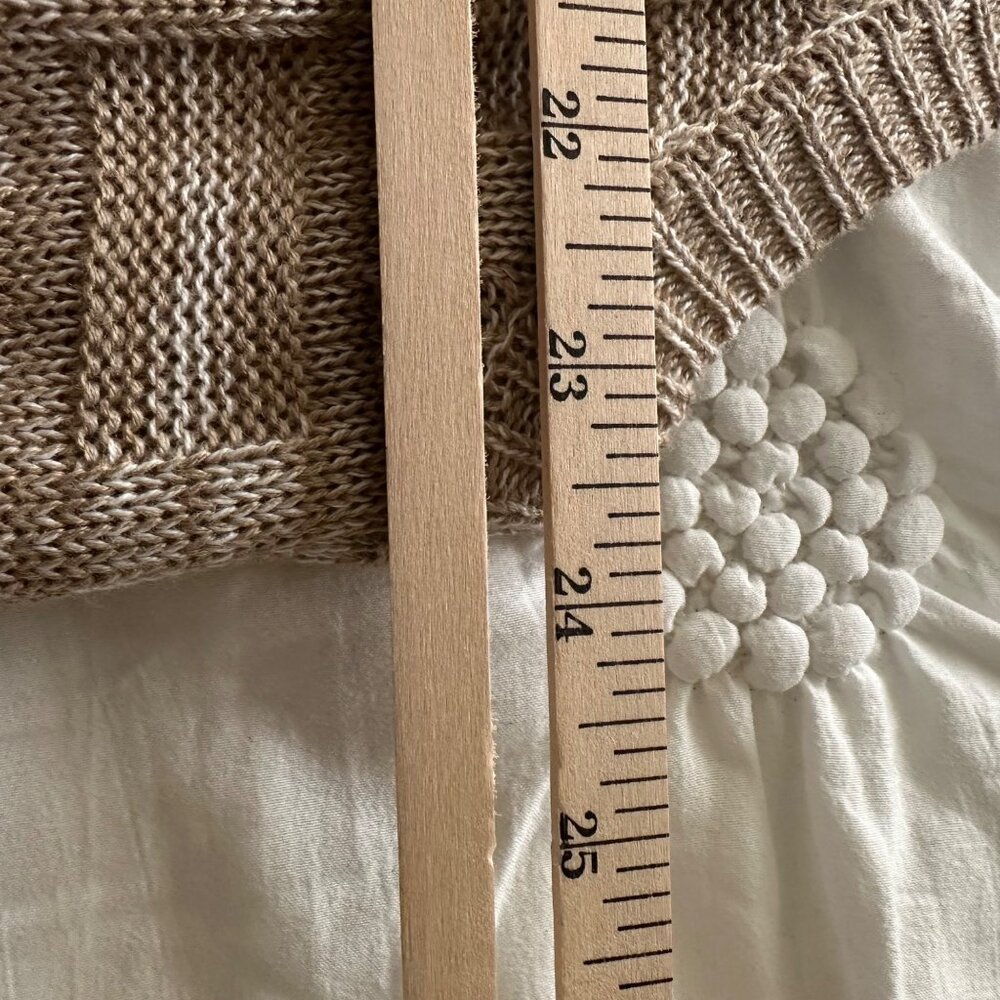Salon Studio Tan & White Basket Weave Knit Sleeveless Vest SZ XX Academia Preppy - Picture 6 of 8
